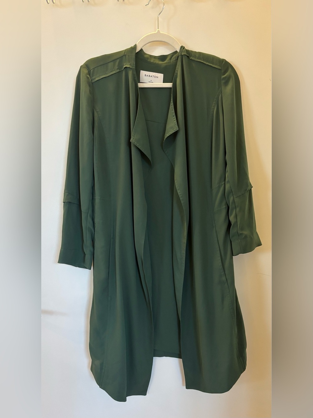 Babaton Quincey Jacket Green Draped Longline Size S